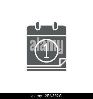 Calendar date day one vector icon symbol isolated on white background Stock Vector