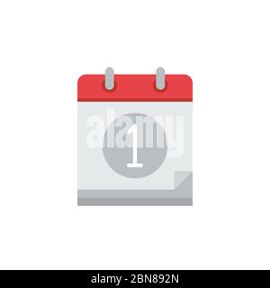 Calendar date day one vector icon symbol isolated on white background Stock Vector