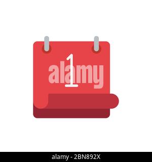 Calendar date day one vector icon symbol isolated on white background Stock Vector