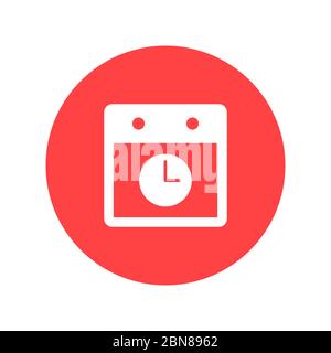 Calendar with clock vector icon symbol isolated on white background Stock Vector