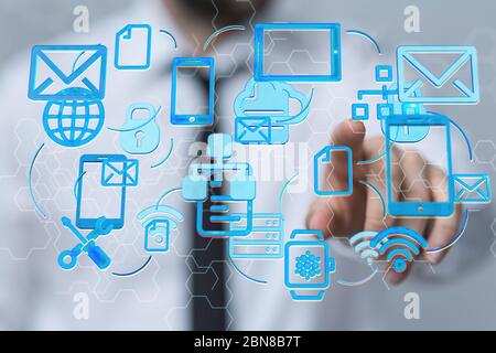 A Network concept with connecting dots and lines Stock Photo