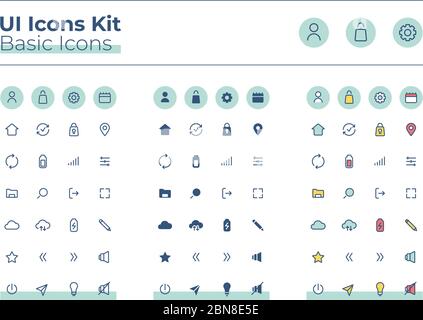 Basic UI icons kit Stock Vector