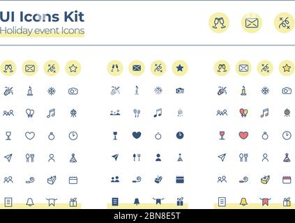 Holiday events UI icons kit Stock Vector