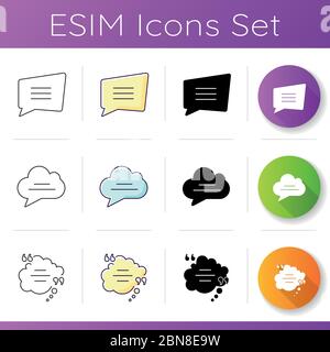 Chat bubble with quotation marks icons set Stock Vector