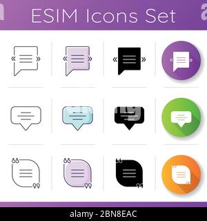 Empty chat bubbles with quotation marks icons set Stock Vector