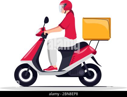 Order delivery service semi flat RGB color vector illustration Stock Vector