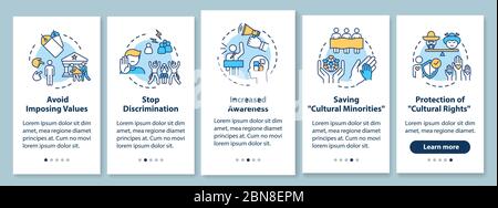 Stop discrimination onboarding mobile app page screen with concepts Stock Vector