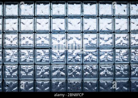 blue glass brick wall - seamless texture. color abstraction in brick glass wall Stock Photo