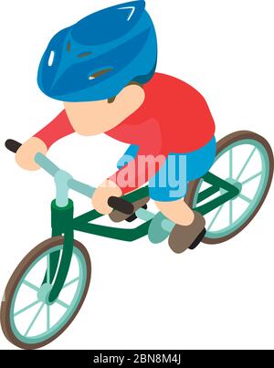 Bicyclist icon, isometric style Stock Vector
