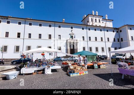 Open market near Palazzo Chigi, Piazza di Corte,, Ariccia, Metropolitan City of Rome, Italy Stock Photo