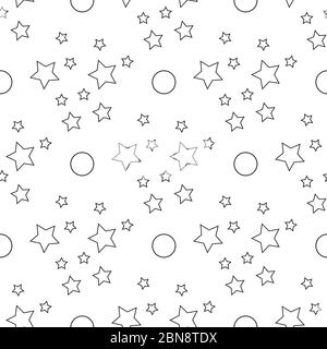 Abstract background - Seamless pattern of circles and stars for vector graphic design Stock Vector