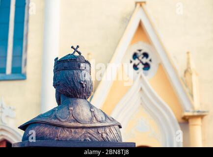 monument to the crusader with a cross at the head Stock Photo