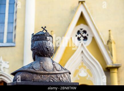 monument to the crusader with a cross at the head Stock Photo