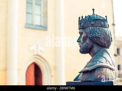 monument to the crusader with a cross at the head Stock Photo