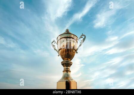 winner trophy on sky background Stock Photo