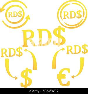 3D Dominican Republic Dollar symbol currency unit set icon Stock Vector