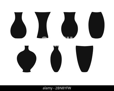 Set of silhouette vases and bottles icon, create by vector Stock Vector