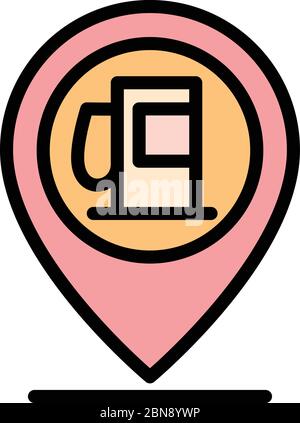 Gas station gps pin icon. Outline gas station gps pin vector icon for web design isolated on white background Stock Vector