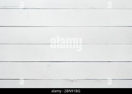 White wooden pine planks texture. Shabby chic background. Washed painted wood surface. Wooden table top view Horizontal composition. New natural white Stock Photo