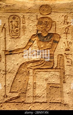 Sunken Relief, Lateral Chamber, Ramses II Temple, UNESCO World Heritage Site, Abu Simbel, Egypt