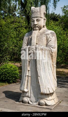 Statue of Civil Official, Sacred Way, Ming Tombs, Near Beijing Stock Photo