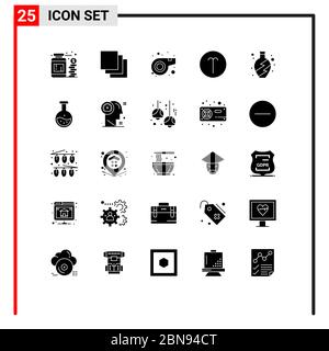 Universal Icon Symbols Group of 25 Modern Solid Glyphs of tube, living, sport, home, symbolism Editable Vector Design Elements Stock Vector
