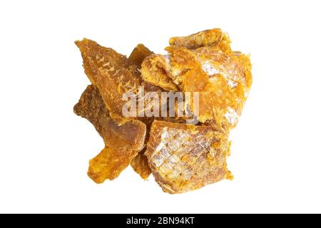 Dried cod with pepper isolated on white background. Snack Fish to beer. Close-up Stock Photo