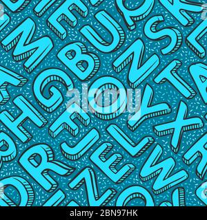 Seamless background school. Hand-drawn alphabet pattern vector illustration Stock Vector
