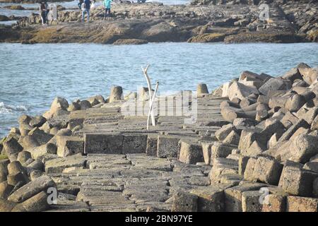 Rocks in the seashore.A view from Anjuna beach. Stock Photo