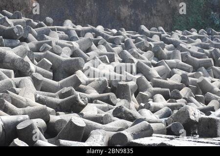 Design rocks in the seashore.A view from Anjuna beach,Goa,India. Stock Photo