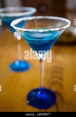 Blue cocktail in a martini glass Stock Photo