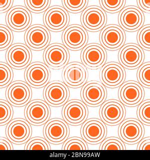 a concentric circles seamless tile in orange color. Stock vector illustration Stock Vector