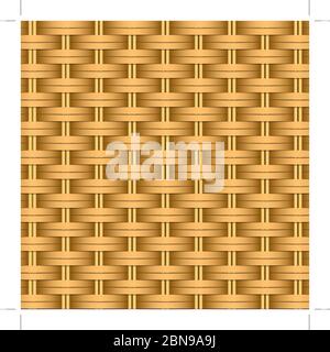 Simple woven wicker texture. Light brown background. Imitation rattan or willow weaving. Stock Vector