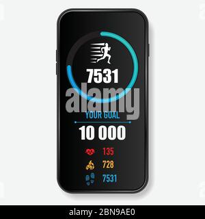 Black mobile phone run screen Stock Vector
