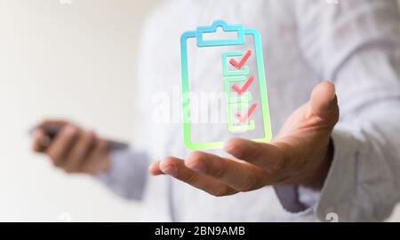 A Touching Check List on Visual Screen Stock Photo