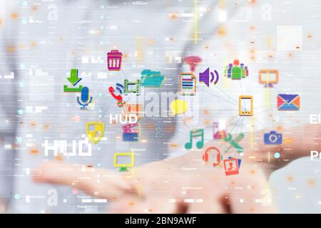 A Abstract Futuristic infographic with Visual data complexity Stock Photo