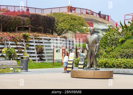 San Francisco, California, USA- 08 June 2015: Monument dedicated to the memory of Joseph Strauss, chief engineer of the Golden Gate Bridge. Stock Photo