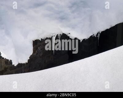 Valle Bedretto, Switzerland: snowy winter panorama of the valley. Stock Photo