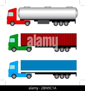 tractors and trailers. Isolated objects. Vector Image. Stock Vector