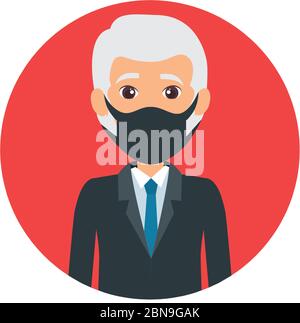 old man using face mask say "hi" pose vector illustration Stock Vector ...