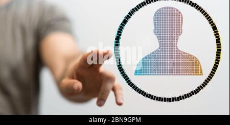 A head with symbol neurons in brain Stock Photo