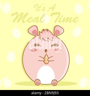 Cute Vector Illustration of Little Hamster with Adorable Face Eating Sunflower Seeds Stock Vector