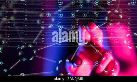 A Abstract technology geometric and data Stock Photo