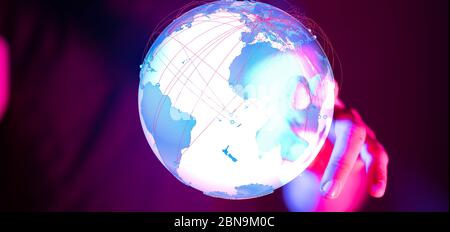 A World map point, line, composition, representing the global, Stock Photo