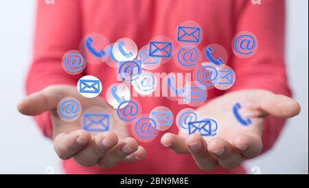 Hand Touching Email With Finger Stock Photo