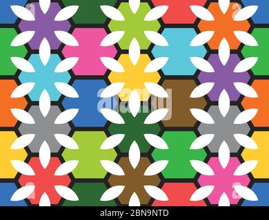 Seamless geometric pattern, texture or background vector in different colors. Stock Vector