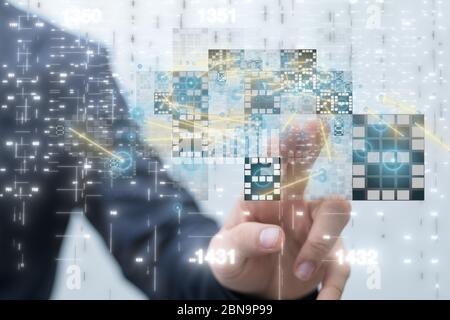 A Abstract Futuristic infographic with Visual data complexity Stock Photo