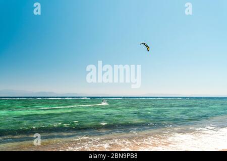 kite surfer in the red sea near Dahab sinai in Spring Stock Photo