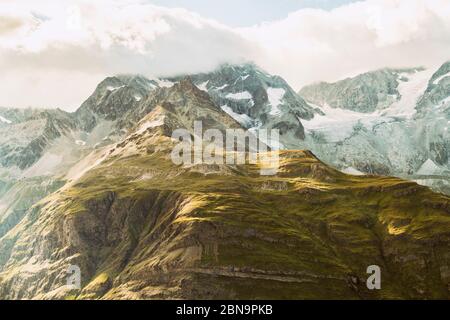 Aerial view of glacier and alps near Gornergrat zermatt Stock Photo