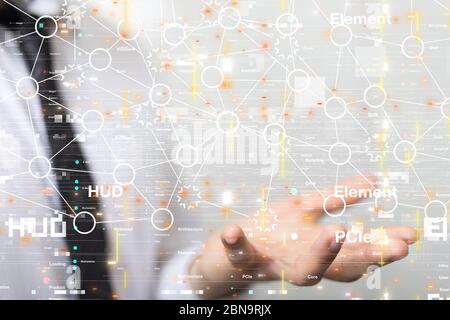 A Abstract technology geometric and data Stock Photo
